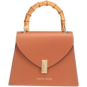 Tuscany Leather Handbag with wooden handle